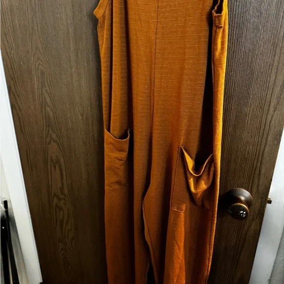 SOLD Three Bird Nest Maddie Harem Jumpsuit Rust - Picture 3 of 7